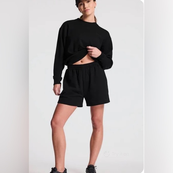 BANDIER BLACK CLASSIC LOGO TERRY SWEAT SHORT - Picture 1 of 7
